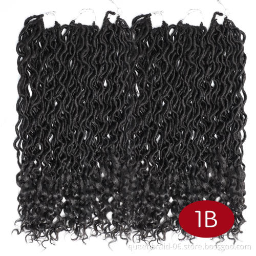 Goddess Locs Crochet Hair Wavy Faux Locs with Curly Ends Synthetic Braiding Hair Extension Dreadlocks Soku Ombre Twist Hair